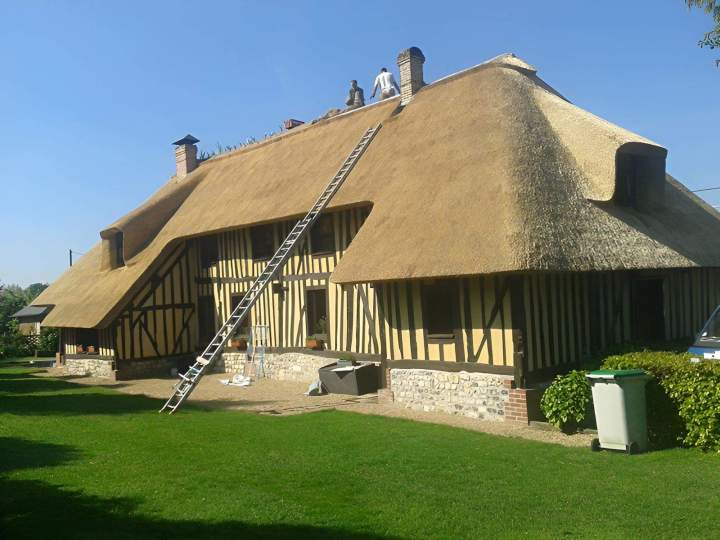 Pose de couverture en chaume Normandie